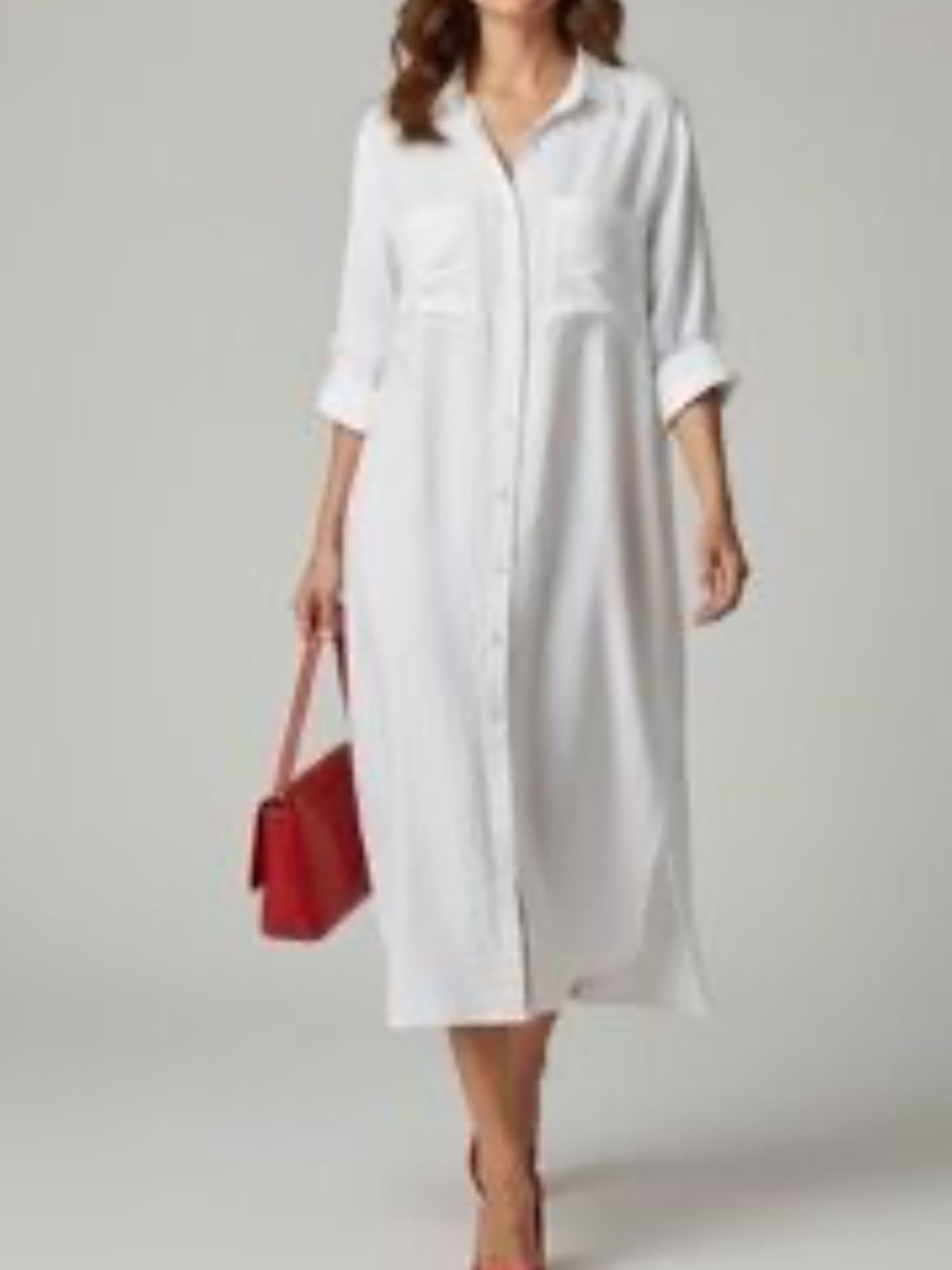 Westbound White Oversized Linen Blend Button Down Shirt Dress, 1X, Boho Chic